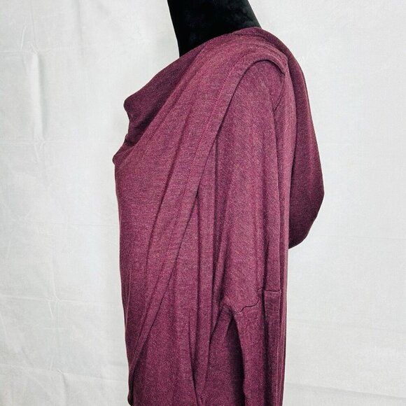 Athleta Purana Wrap Hooded Relaxed Drape Neck Sweatshirt Spiced Cabernet Sz XXS - Picture 5 of 9